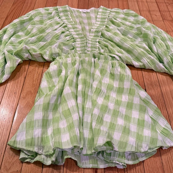 Green and White Checkered Jumpsuit Easter Spring St Patrick’s